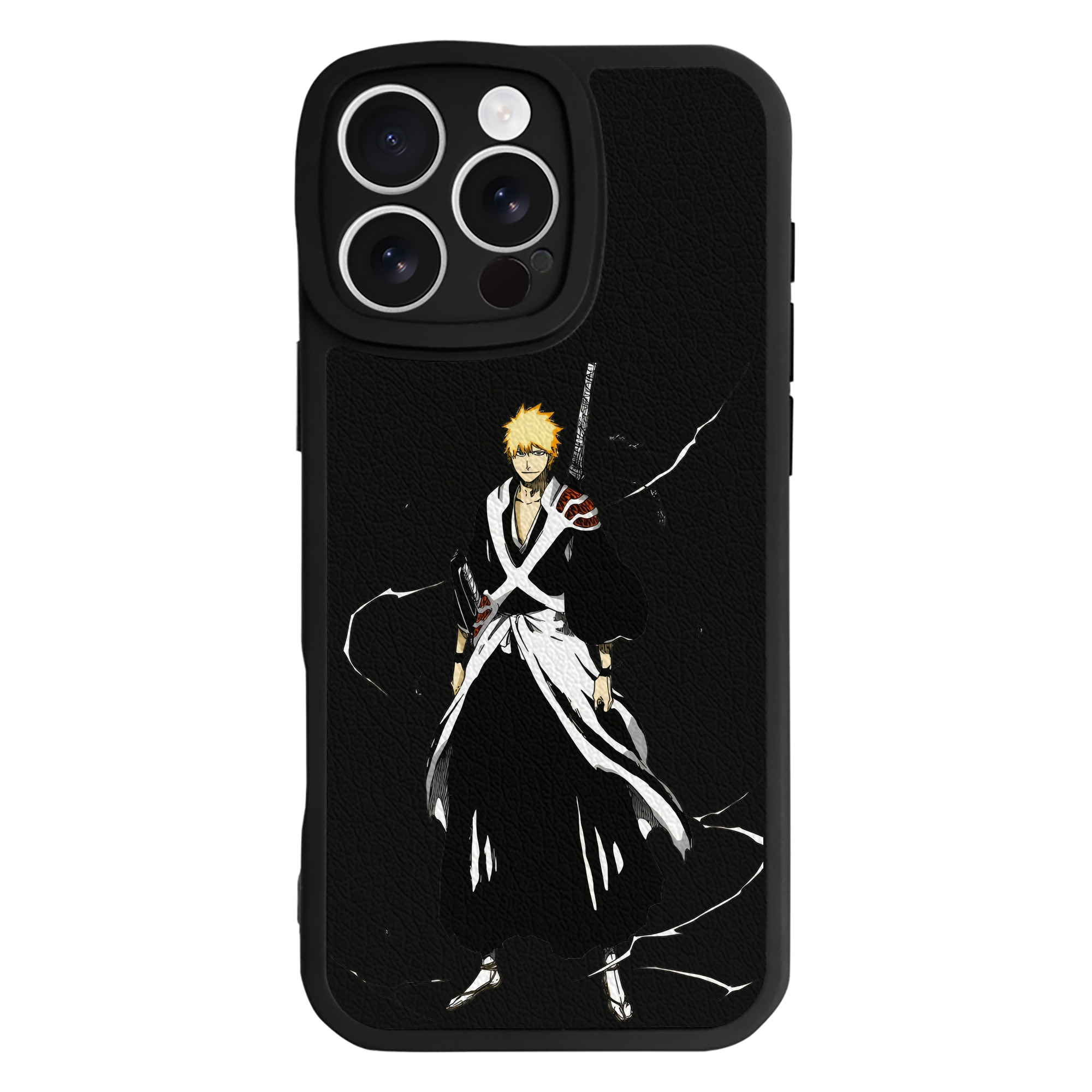 （画像用） ブリーチ 黒崎一護（くろさき いちご）BLEACH Kurosaki Ichigo 【iPhone 16シリーズ対応】シリコンスマホケース（レザー調） 材質：シリコン